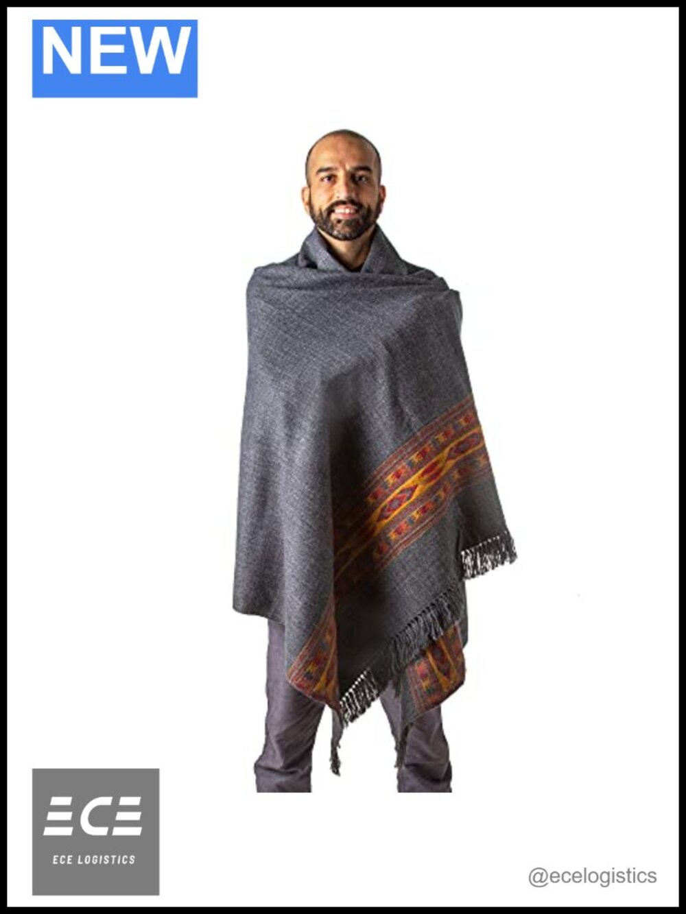 Vegan Wool Meditation Shawl Blanket Oversize Scarf Wrap Unisex Yoga